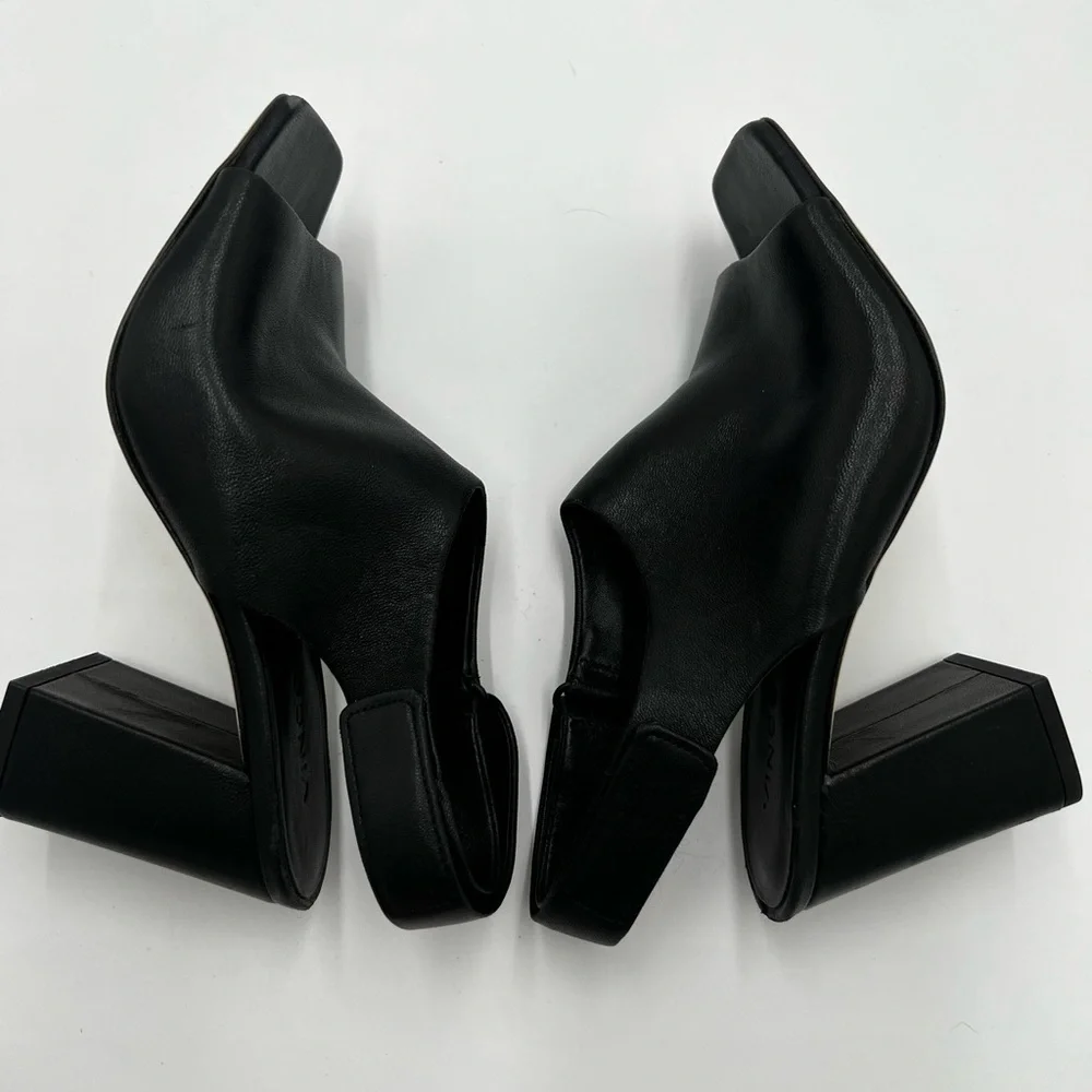Women's Vince Niara Block Heel‎ Slingback Sandal In Black size 5.5M